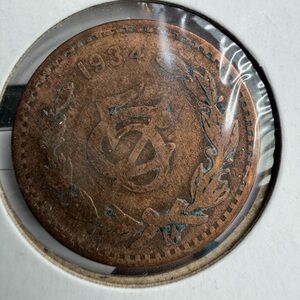 1934 Mexico 5 Centavos coin